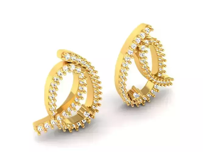 Spiral Gold Earrings With Diamonds 6