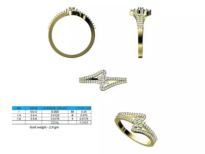 Swirled Gold Ring With Diamonds 36