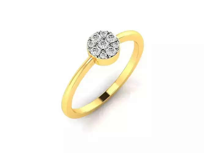 Round Shaped Gold Thin Ring With Diamonds 1