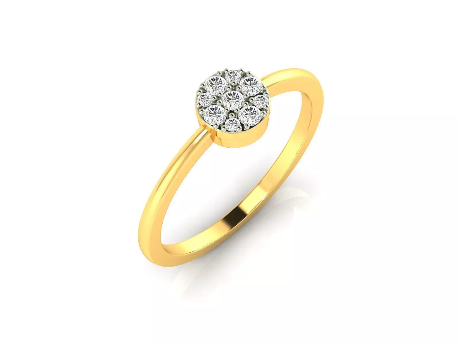 Round Shaped Gold Thin Ring With Diamonds 1 3D print model_0
