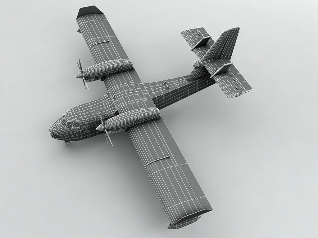 Canadair CL-415 Aircraft Low-poly 3D model_2