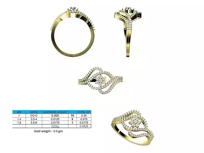 Swirled Gold Ring With Diamonds 38