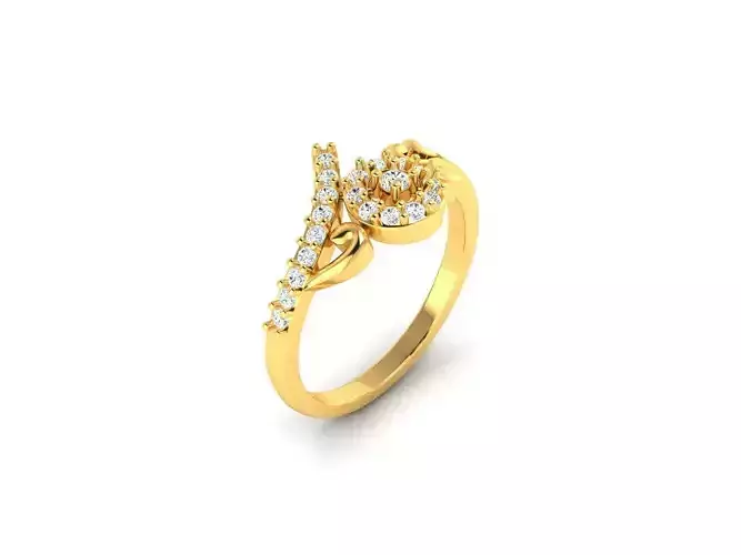 Spiral Loop Gold Ring With Diamonds