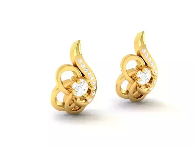 Flower Shaped Gold Earrings With Diamonds 12