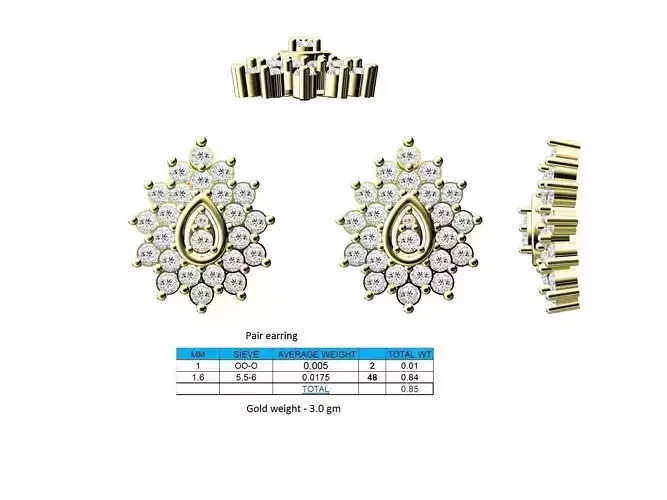 Flower Shaped Gold Ear Studs With Diamonds 29