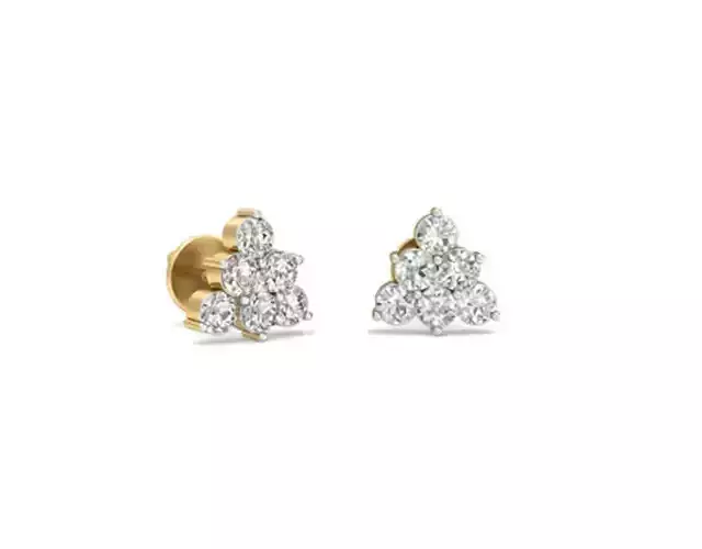 Gold Ear Studs With Diamonds 14