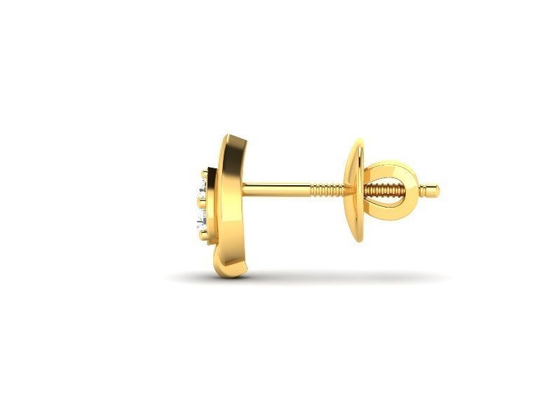 Drop Shaped Gold Ear Studs With Diamonds 8 3D print model_1