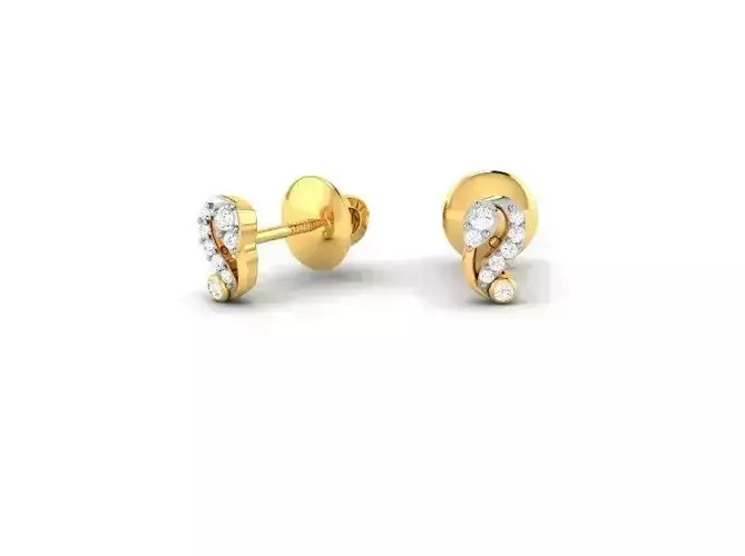 Gold Ear Studs With Diamonds 15