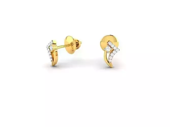 Gold Ear Studs With Diamonds 17