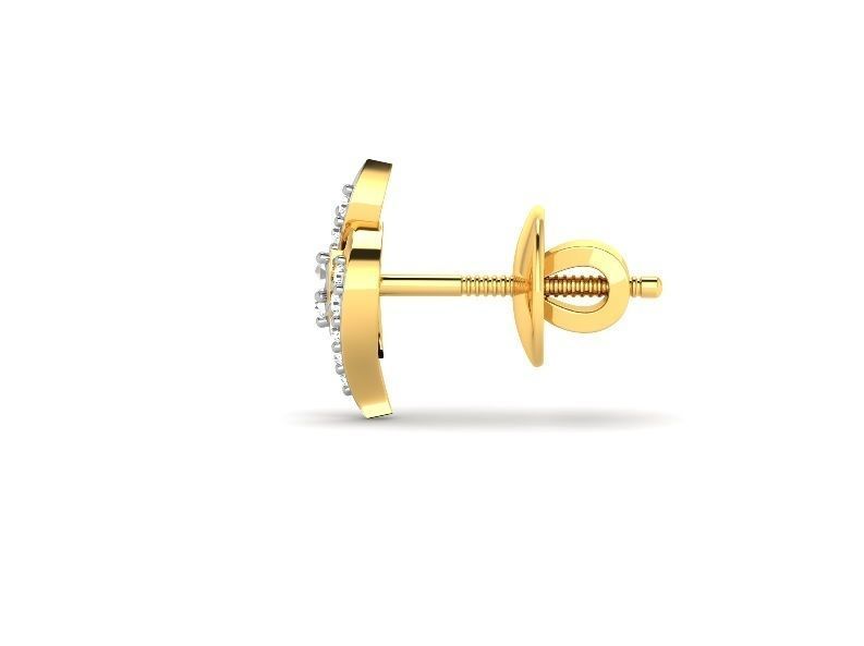 Gold Ear Studs With Diamonds 18 3D print model_1