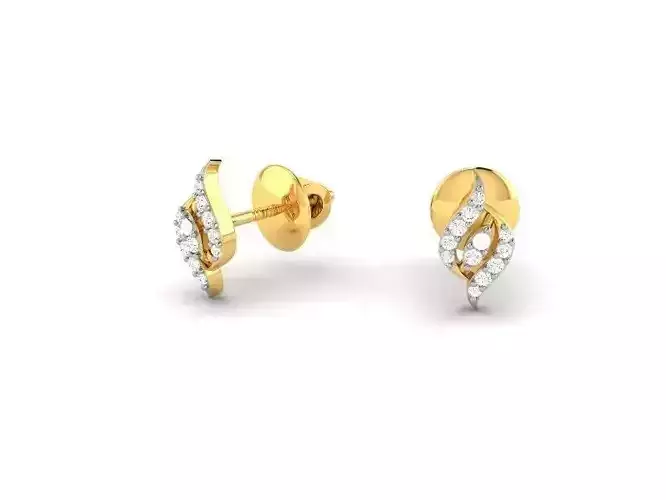 Gold Ear Studs With Diamonds 18