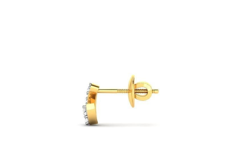 Gold Ear Studs With Diamonds 19 3D print model_1