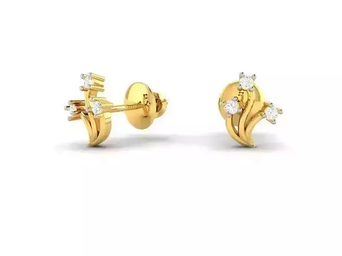 Gold Ear Studs With Diamonds 20