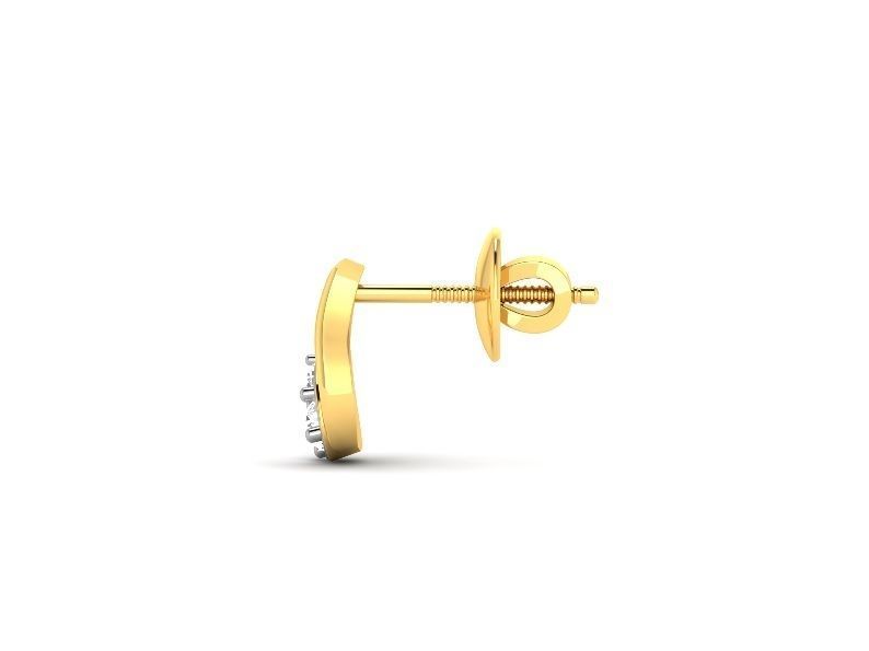 Mango Shaped Gold Ear Studs With Diamonds 5 3D print model_1