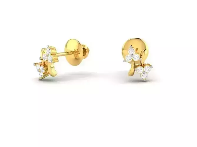 Gold Ear Studs With Diamonds 22