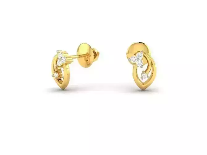 Gold Ear Studs With Diamonds 24