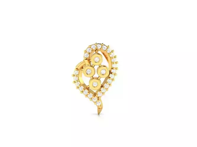 Heart Shaped Gold Pendant With Diamonds 24 3D print model