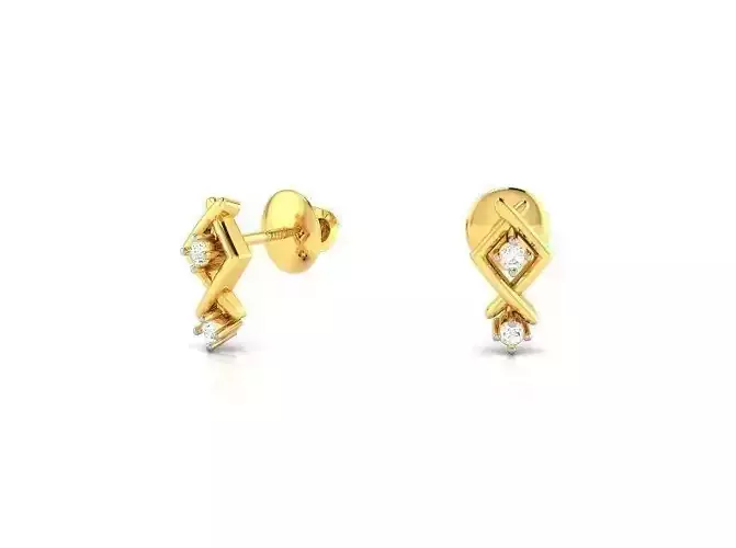 Gold Ear Studs With Diamonds 25