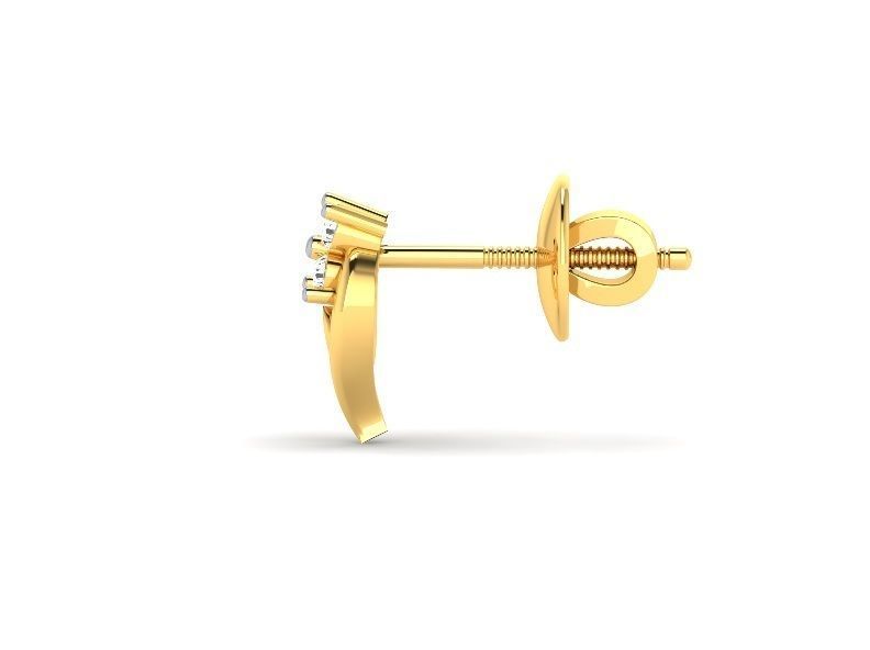 Gold Ear Studs With Diamonds 31 3D print model_1