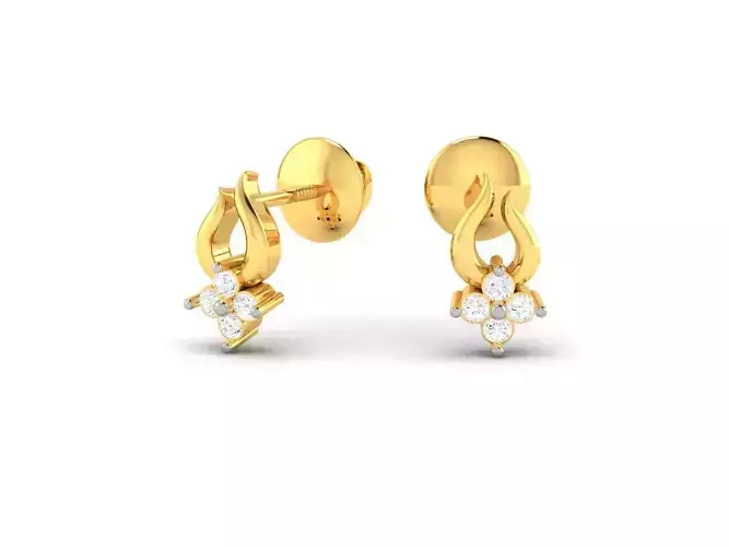 Gold Ear Studs With Diamonds 35