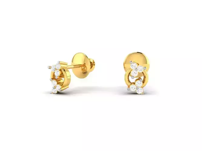 Gold Ear Studs With Diamonds 37