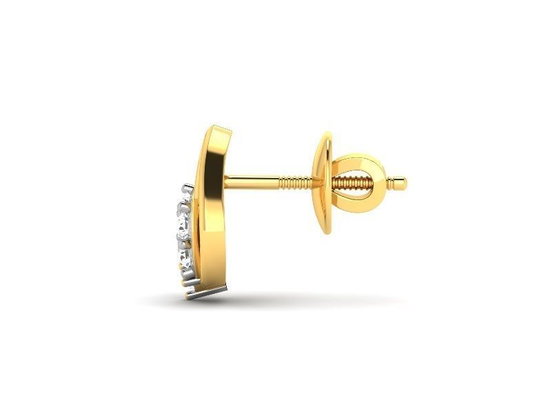 Mango Shaped Gold Ear Studs With Diamonds 6 3D print model_1