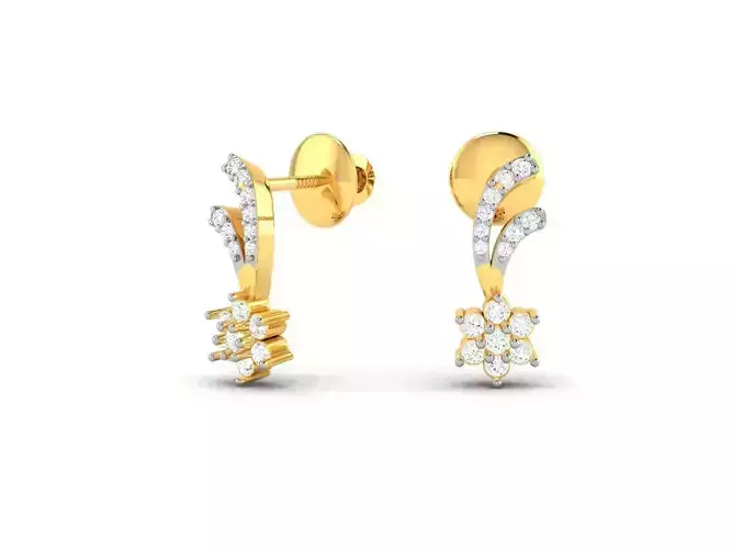 Floral Gold Earrings With Diamonds 8