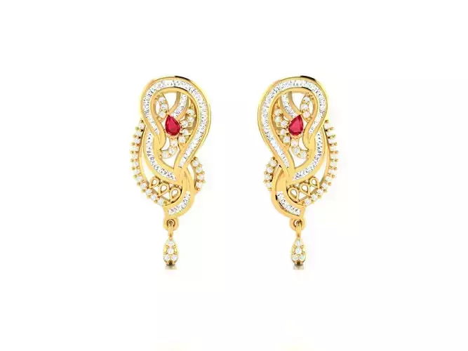 Gold Drop Earrings With Gemstones 13