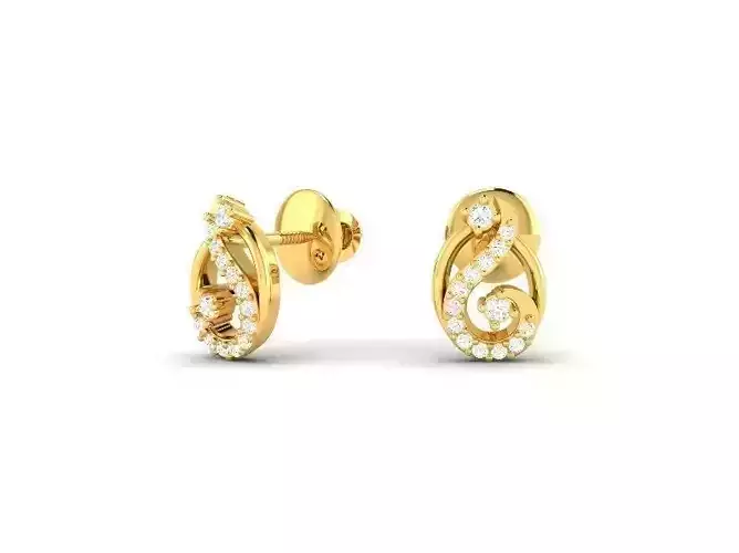 Gold Ear Studs With Diamonds 40