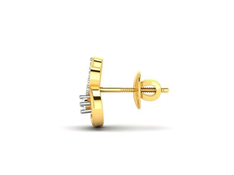Gold Ear Studs With Diamonds 41 3D print model_1