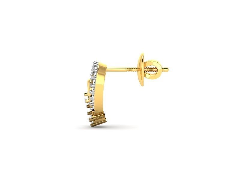 Mango Shaped Gold Ear Studs With Diamonds 7 3D print model_1