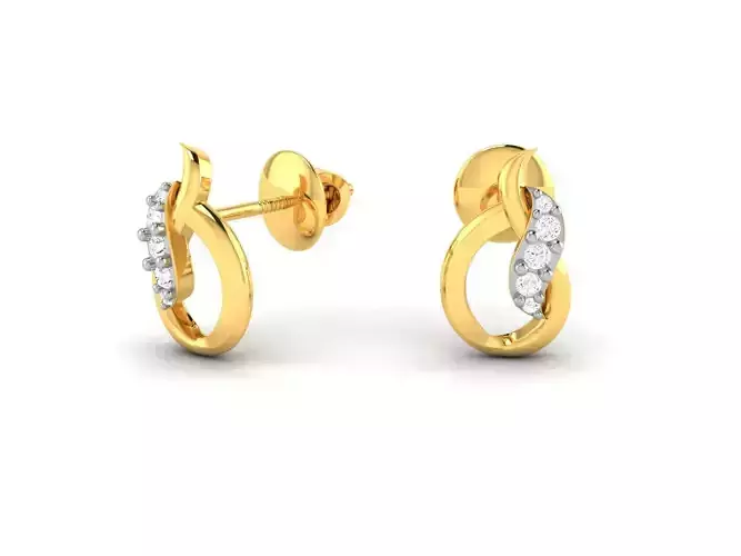 Gold Ear Studs With Diamonds 45