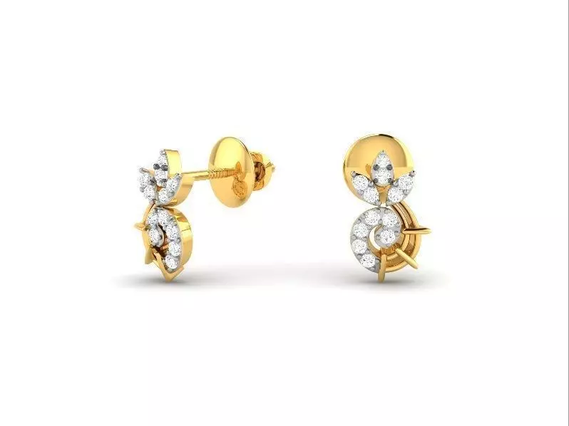 Gold Ear Studs With Diamonds 49 3D print model_0
