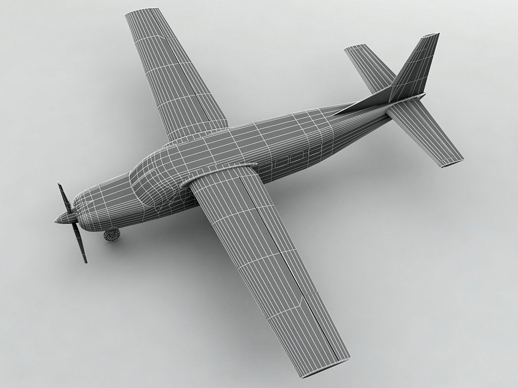 Cessna Caravan 208B Aircraft Low-poly 3D model_2