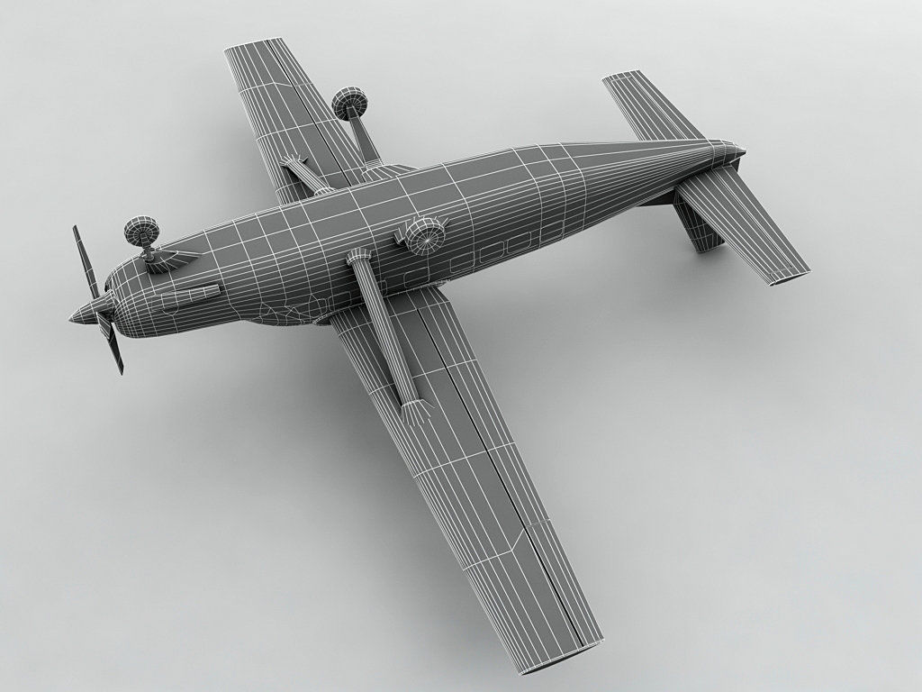 Cessna Caravan 208B Aircraft Low-poly 3D model_3