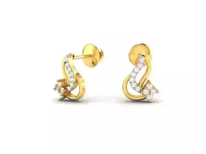 Leaf Shaped Gold Earrings With Diamonds 11