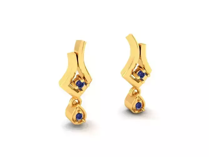 Gold Drop Earrings With Sapphire 1