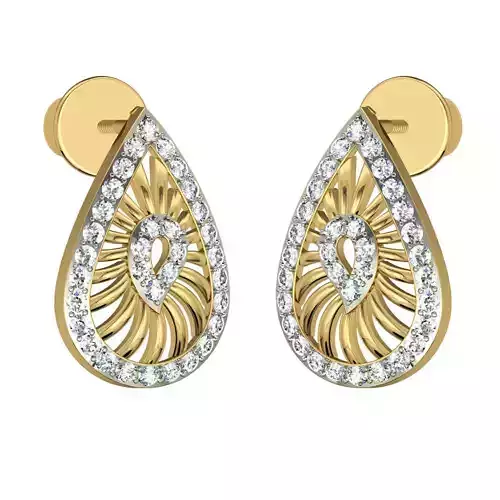 Drop Shaped Gold Earrings With Diamonds 11