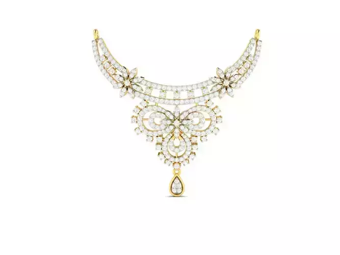 Floral Gold Necklace With Diamonds 9