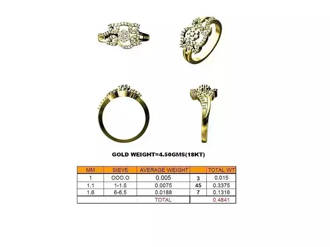 Floral Gold Ring With Diamonds 16