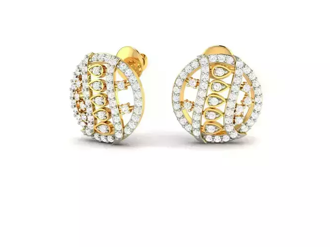 Round Shaped Gold Earrings With Diamonds 9