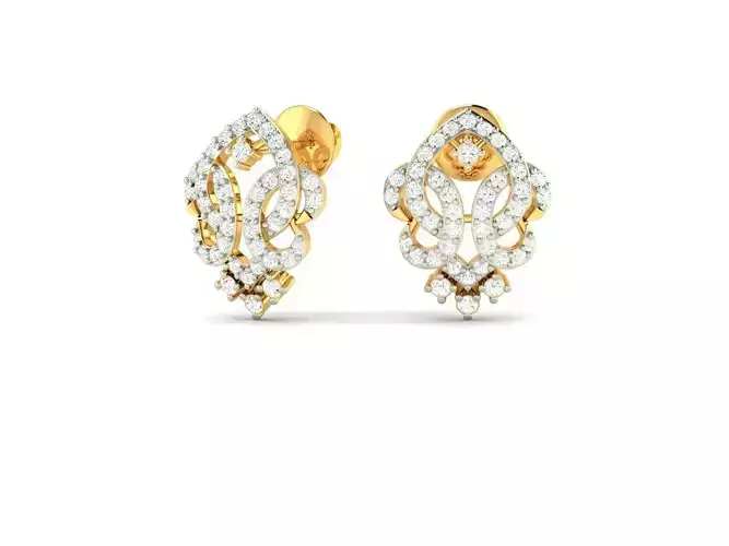 Gold Earrings With Diamonds 102 3D print model