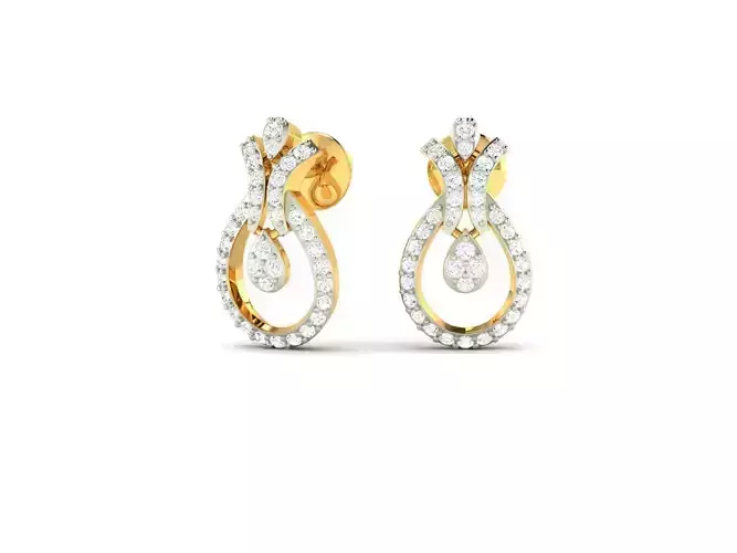 Drop Shaped Gold Earrings With Diamonds 13