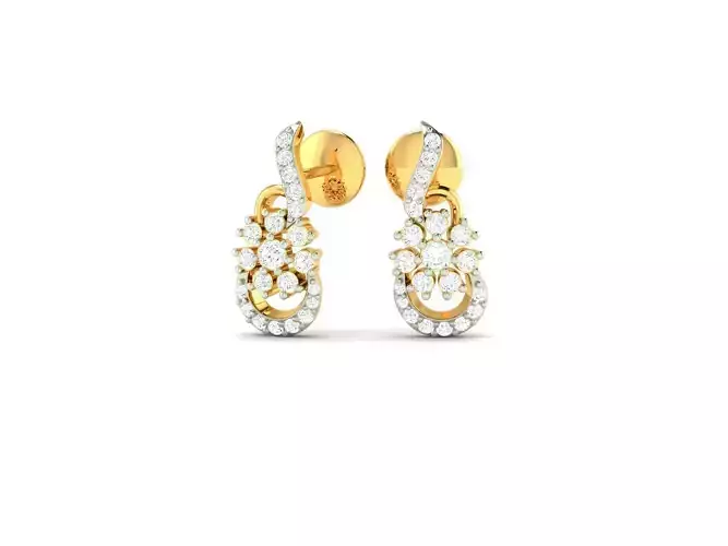 Flower Shaped Gold Earrings With Diamonds 14