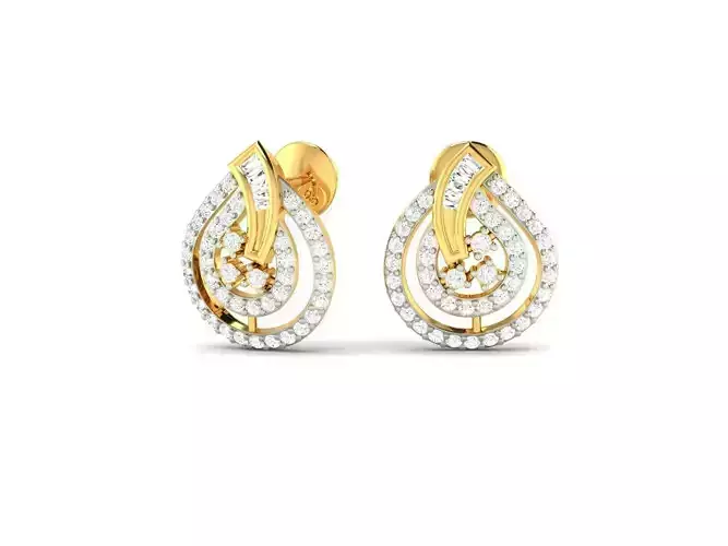 Drop Shaped Gold Earrings With Diamonds 14