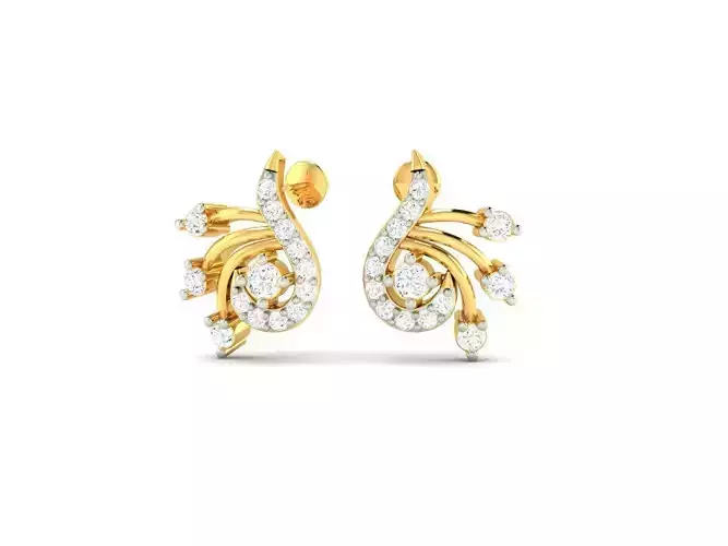 Gold Ear Studs With Diamonds 60