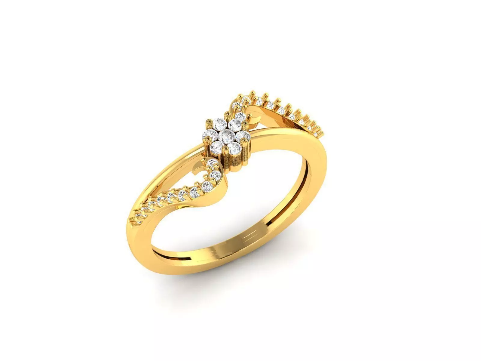 Loop Ring With Diamonds 3D print model_0