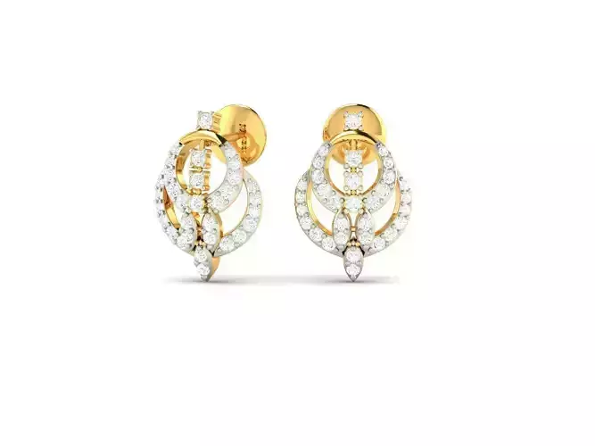 Round Shaped Gold Earrings With Diamonds 12