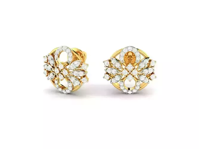 Gold Ear Studs With Diamonds 63