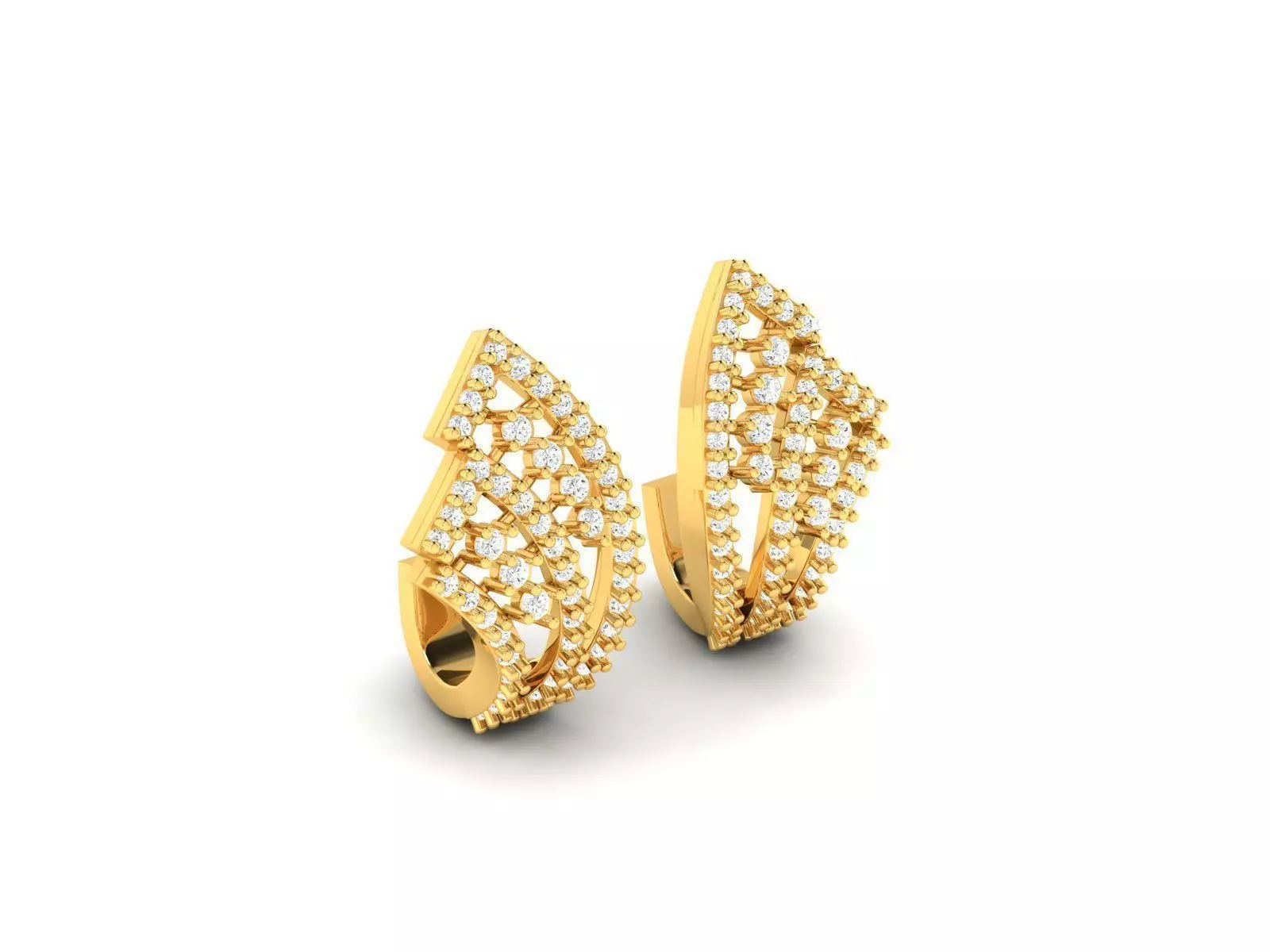 Gold Earrings With Diamonds 125 3D print model